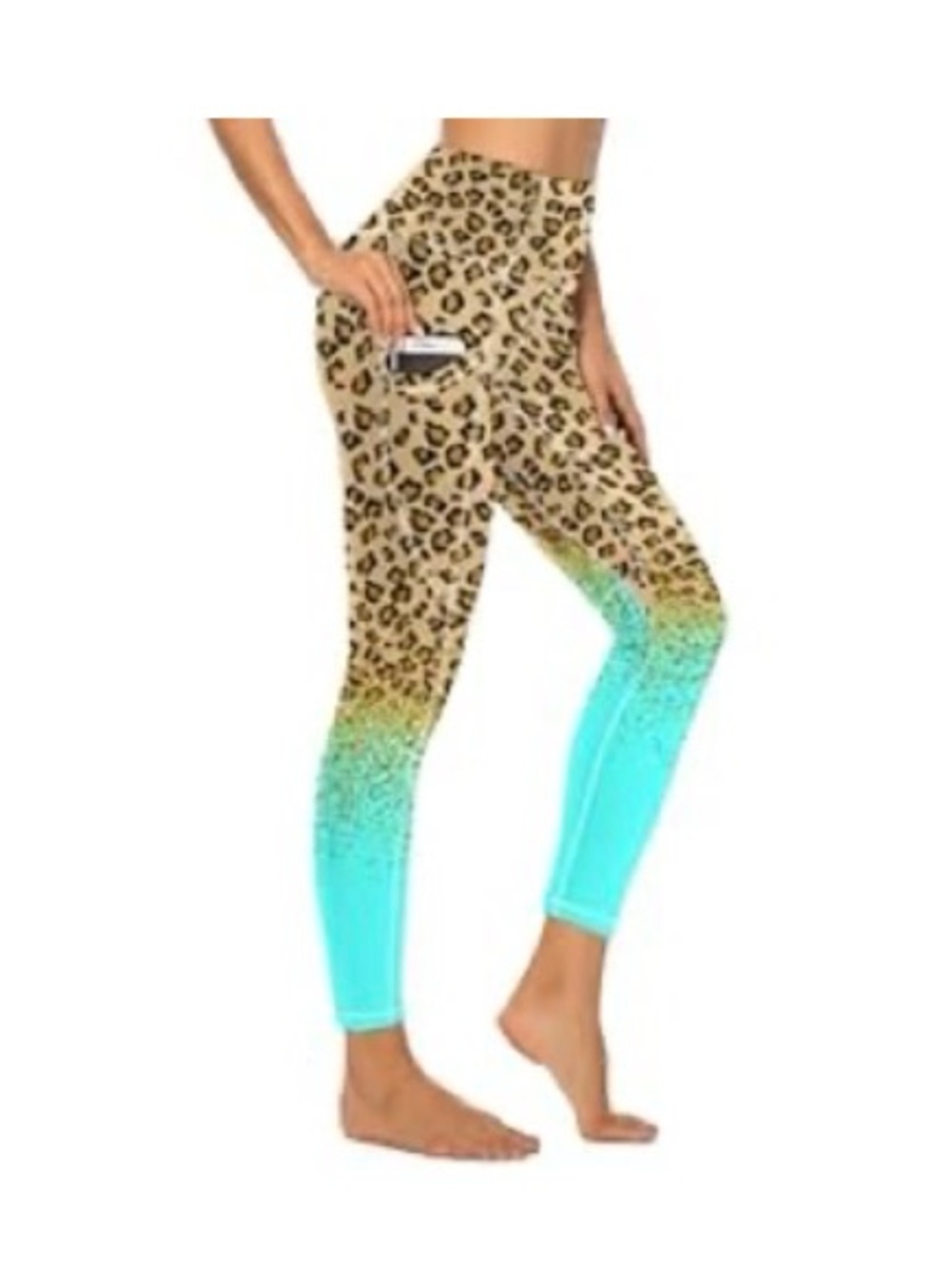 Leopard Print to Aqua Ombre Leggings